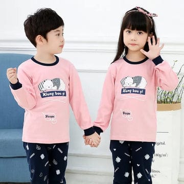 PINK SLEEPING BEAR PRINTED KIDS WEAR