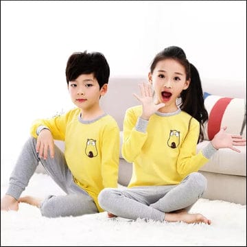 YELLOW AND GREY PRINTED KIDS WEAR