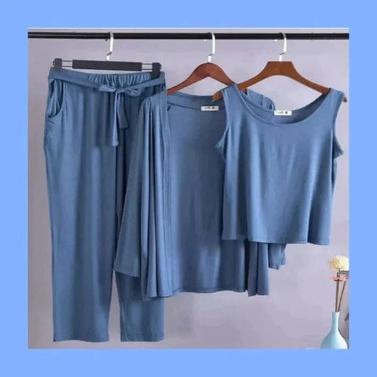 3 PIECE LIGHT BLUE  LOUNGE WEAR SET