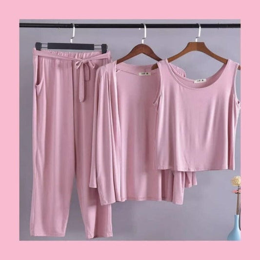 LIGHT PINK 3 PIECE LOUNGE WEAR SET