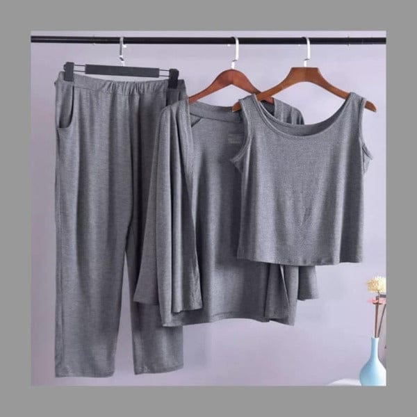 GREY 3 PIECE LOUNGE WEAR SET