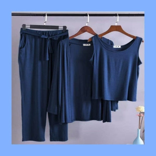 DARK BLUE 3 PIECE LOUNGE WEAR SET