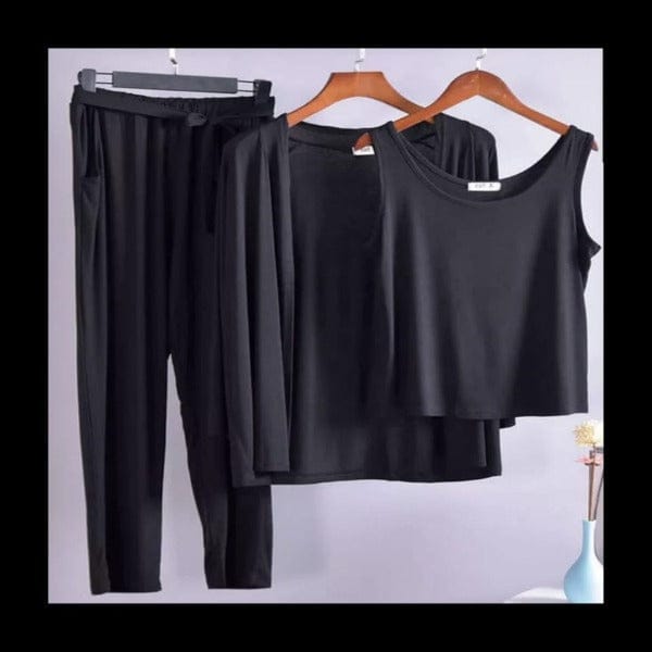 BLACK 3 PIECE LOUNGE WEAR SET