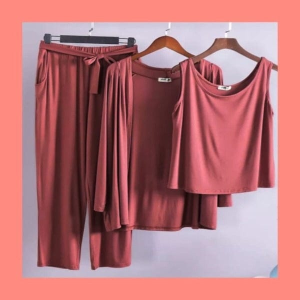 HOT PINK 3 PIECE LOUNGE WEAR SET