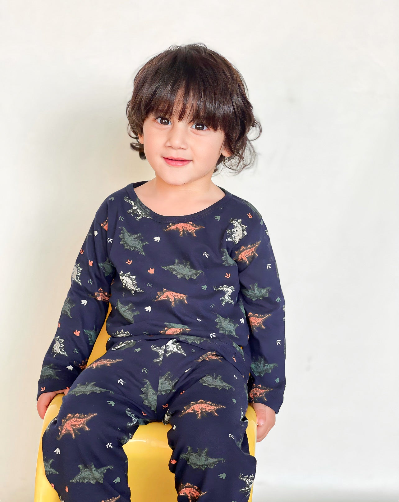 BABY/BOY NAVY BLUE DINO PRINTED STYLE KIDS WEAR - #3008