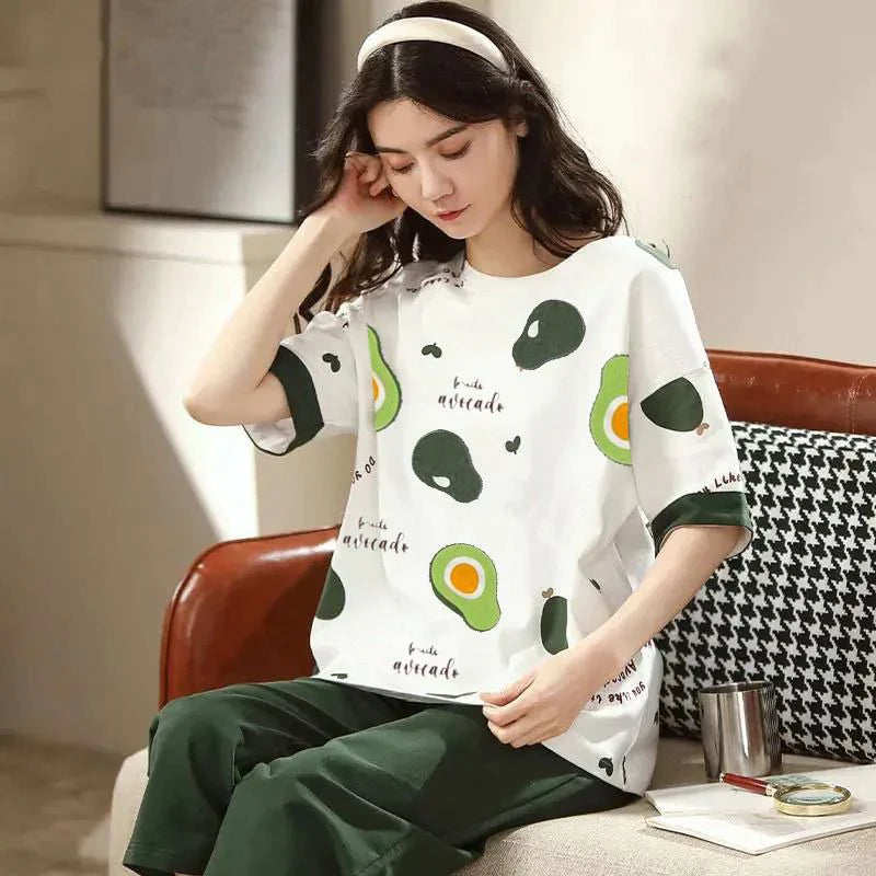 GREEN AVOCADO PRINTED PJ SET