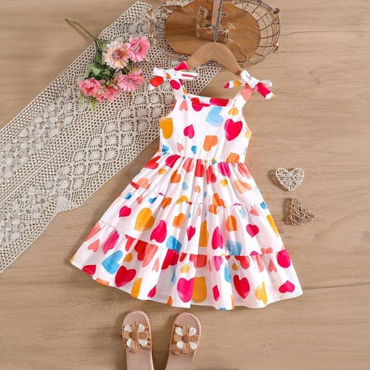 BABY GIRL MULTI HEART PRINTED DRESS - #105