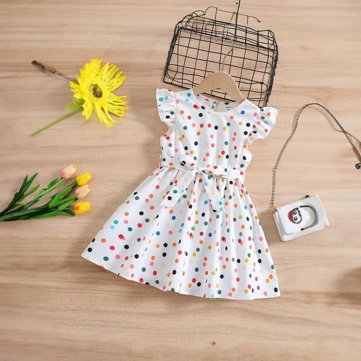 BABY GIRL MULTI POLKA DOT PRINTED DRESS - #118