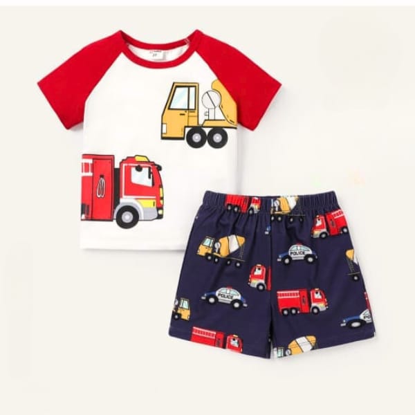 RED TRUCK SHORT SET