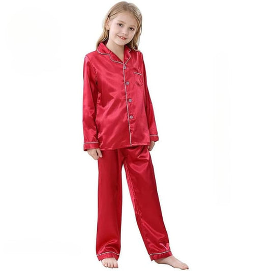 RED SILK KIDS PJ SET