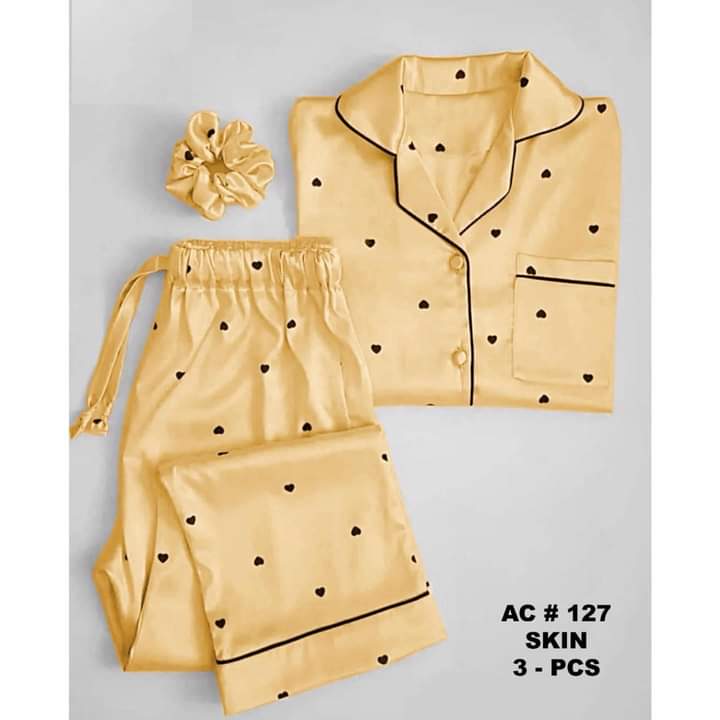 Golden 3 PIECE HEART NIGHT SUIT