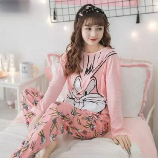 BUNNY PRINTED FULL SLEEVES NIGHTWEAR