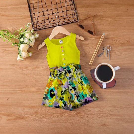 BABY GIRL YELLOW TOP WITH SHORT STYLE DRESS - #137