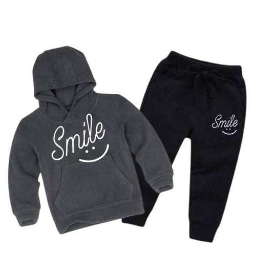 CHARCOAL&nbsp;SMILE PRINTED KIDS HOODIE SET