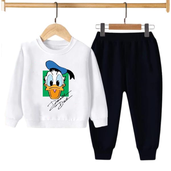 WHITE DONALD DUCK PRINTED KIDS SWEAT SUIT