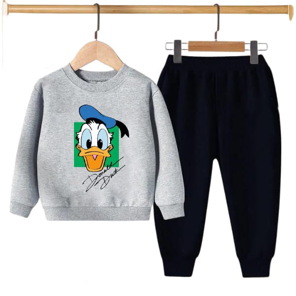 GREY DONALD DUCK PRINTED KIDS SWEAT SUIT