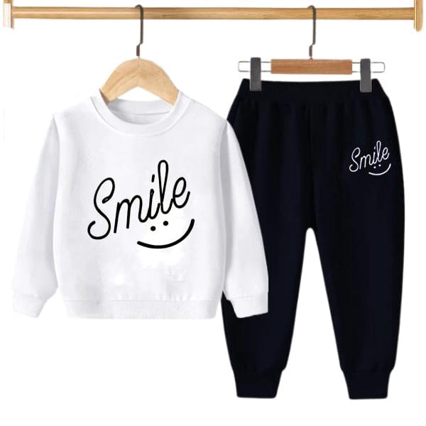 WHITE SMILE PRINTED KIDS SWEAT SUIT