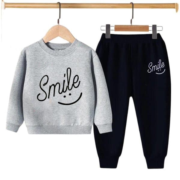 GREY SMILE PRINTED KIDS SWEAT SUIT