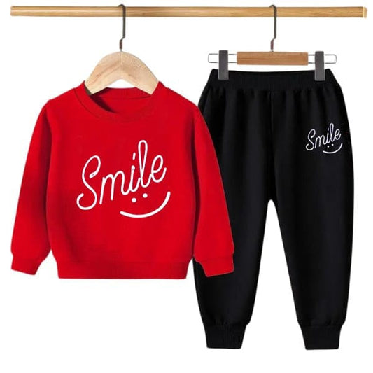 RED SMILE PRINTED KIDS SWEAT SUIT