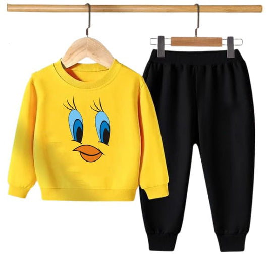 YELLOW TWITY PRINTED KIDS SWEAT SUIT