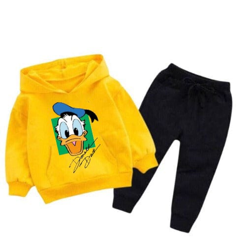 Yellow DONALD DUCK PRINTED KIDS HOODIE SET