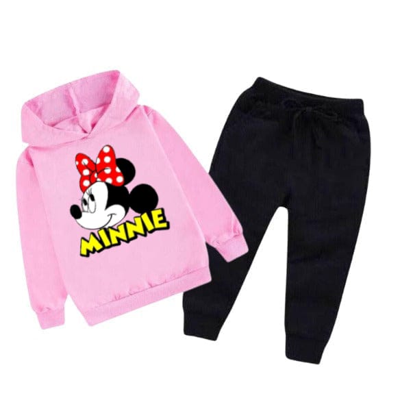 PINK MINNIE PRINTED KIDS HOODIE SET