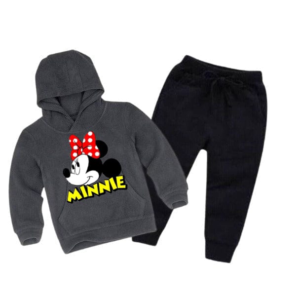 CHARCOAL MINNIE PRINTED KIDS HOODIE SET