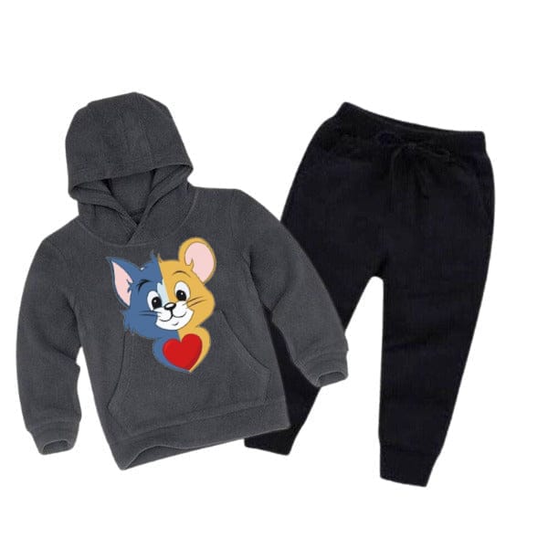 CHARCOALTOM & JERRY PRINTED KIDS HOODIE SET