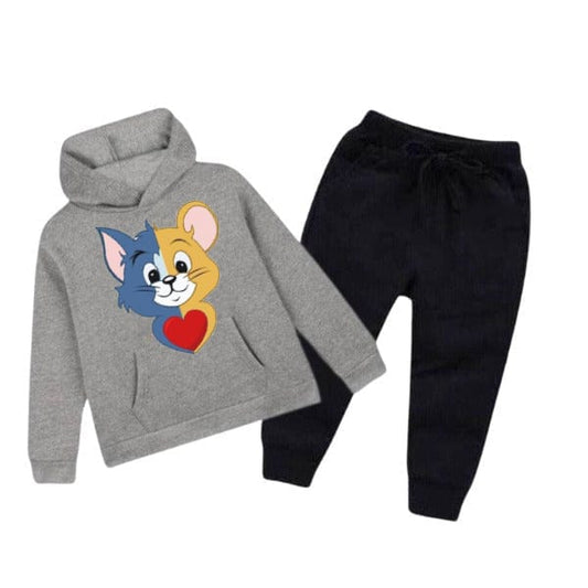 GREY TOM & JERRY PRINTED KIDS HOODIE SET