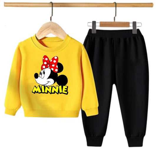 YELLOW MINNIE PRINTED KIDS SWEAT SUIT