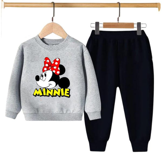 GREY MINNIE PRINTED KIDS SWEAT SUIT