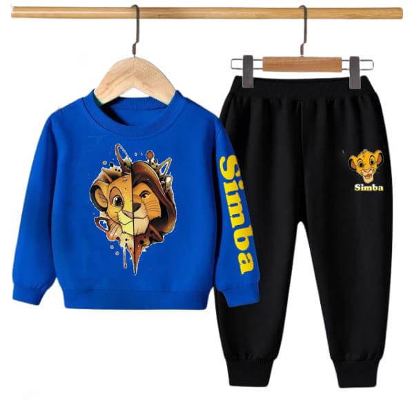 BLUE SIMBA PRINTED KIDS SWEAT SUIT