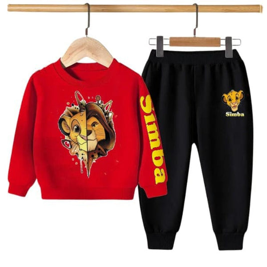 RED SIMBA PRINTED KIDS SWEAT SUIT