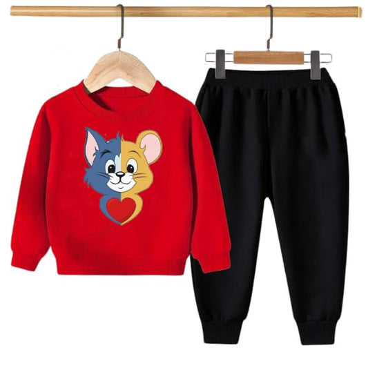 RED TOM & JERRY PRINTED KIDS SWEAT SUIT