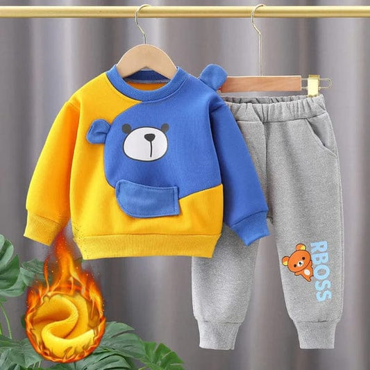 YELLOW & BLUE POOH KIDS WINTER PANEL TRACKSUIT