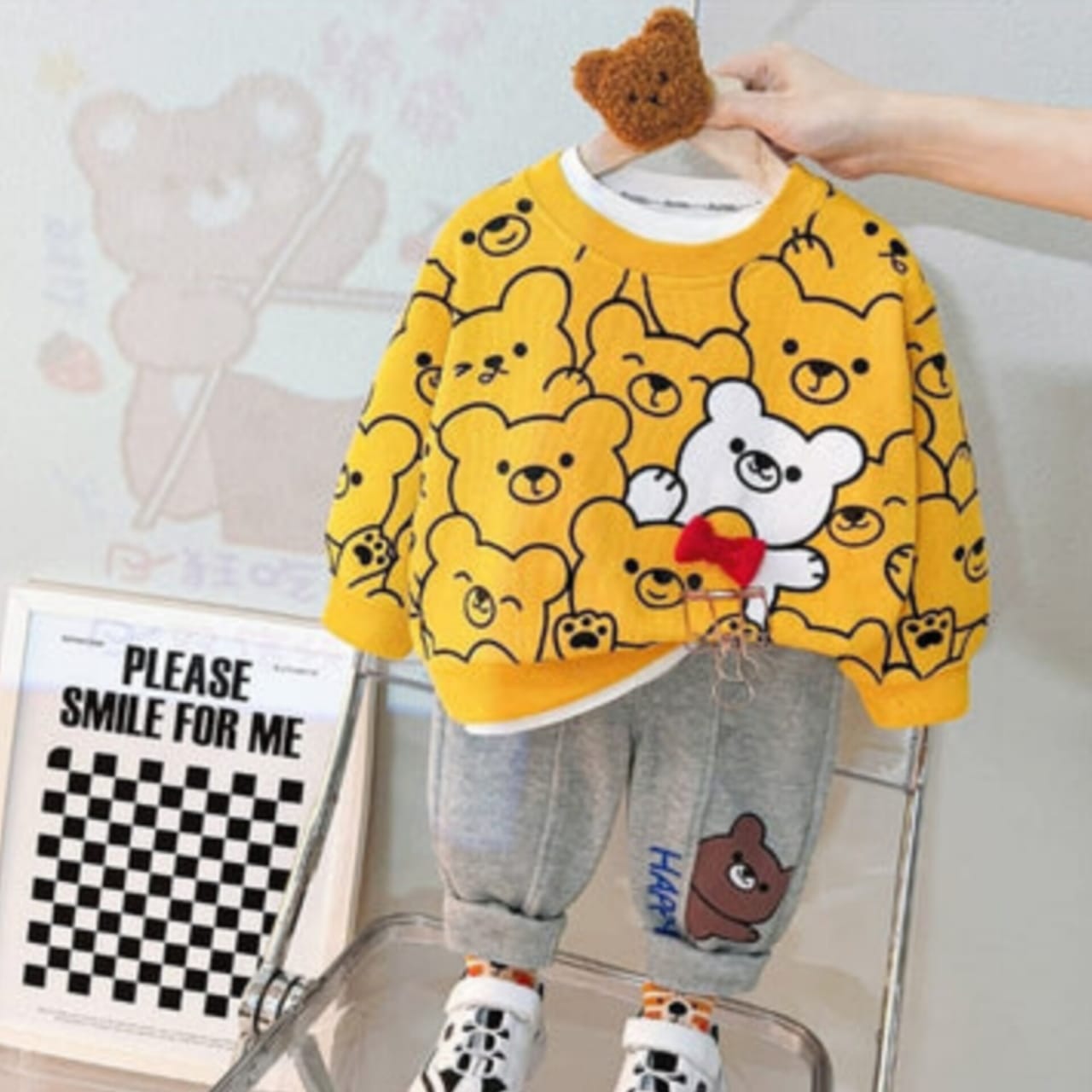 YELLOW TEDDY BEAR WINTER PANEL TRACKSUIT