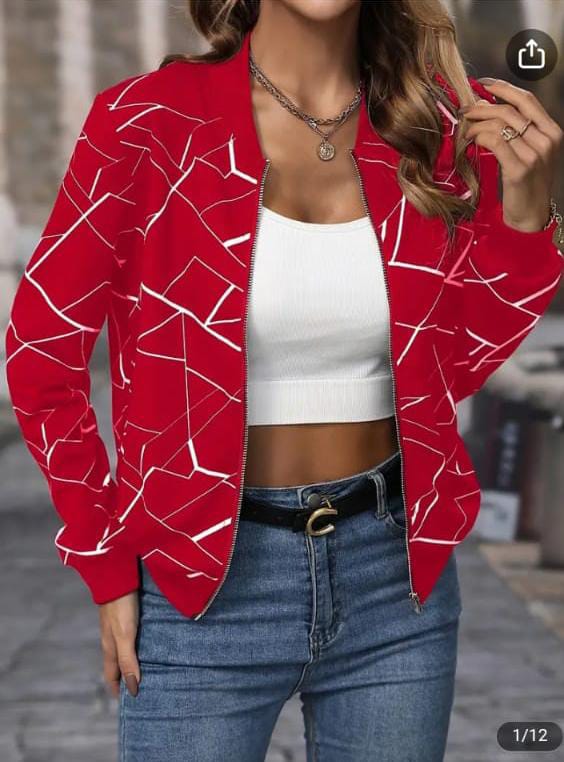 Red Cross lining zipper jacket