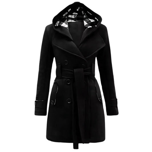 Black Women Stylish Long Cape Cloak Hooded Coat