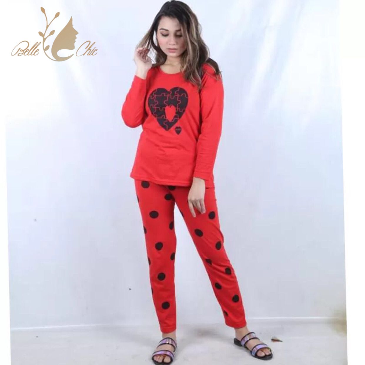 Red Heart Puzzle Ladies Nightsuit